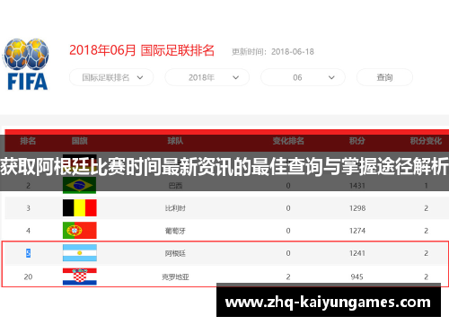 获取阿根廷比赛时间最新资讯的最佳查询与掌握途径解析